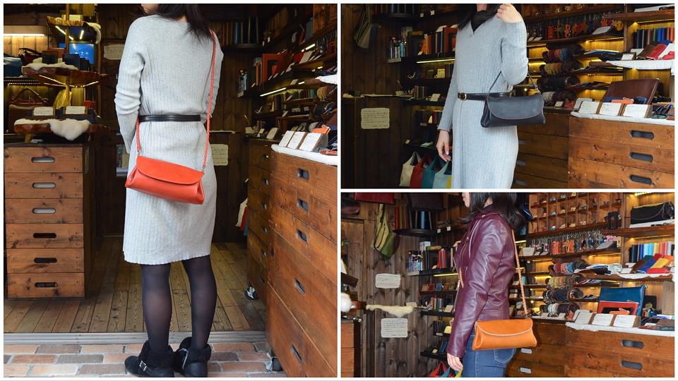 神戸元町にあるレザーバッグをオーダーメイドできる手作りレザー専門店で創った三つ折り財布